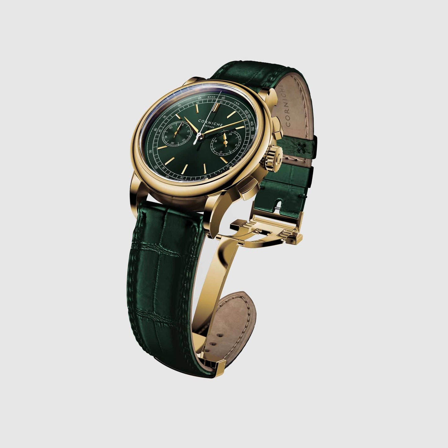 CORNICHE Chronograph Yellow Gold Green Dial